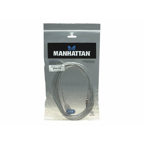 Kabel USB Manhattan USB 2.0 A-A M/F, 3m, srebrny