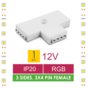 Whitenergy Złączka do taśm LED T | RGB | trójstronna | IP20 | biała | 1 szt | 3 x 4 pin żeński |