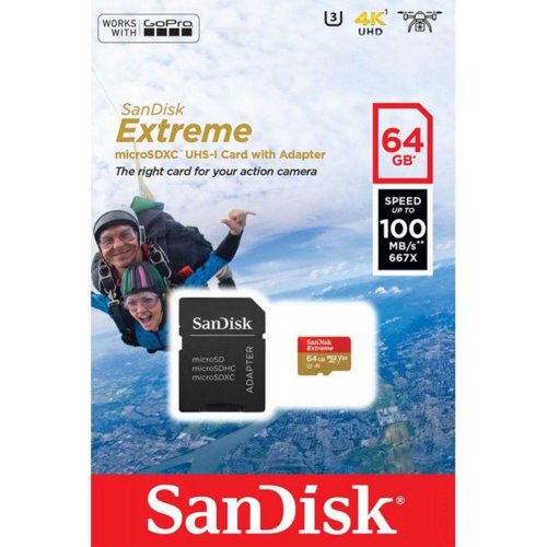 SanDisk Extreme microSDXC 64GB 100/60 MB/s A1 V30 GoPro