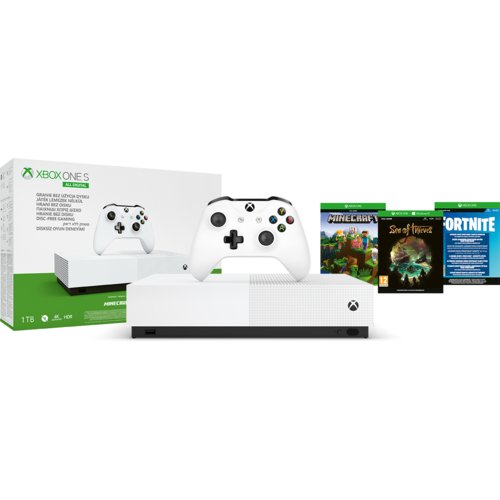 Xbox One S  X1S All Digital + Fortnite DLC + Sea of Thieves