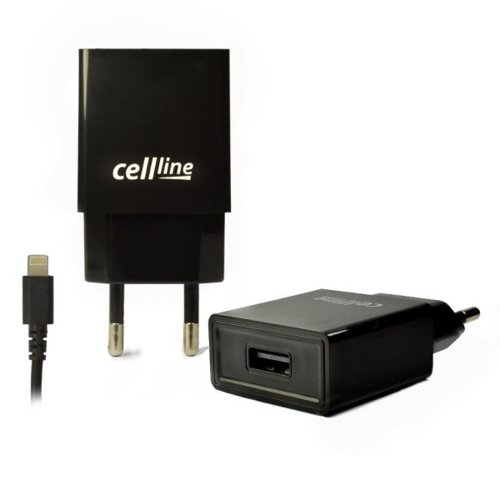 Cellline Ładowarka sieciowa 1xUSB + kabel lightning 1A do iPhone 5/5S/6/6S/6 Plus/6S Plus/7/7 Plus czarna