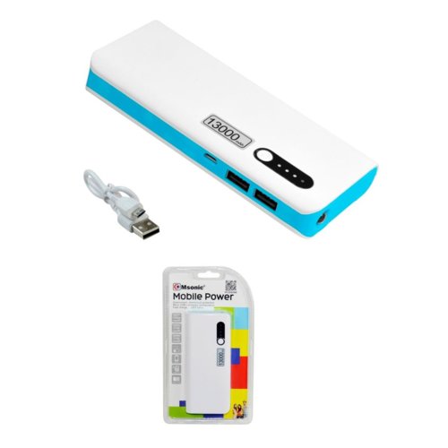Powerbank Msonic MY2590WB ( 13000mAh micro USB,USB biało-niebieski )