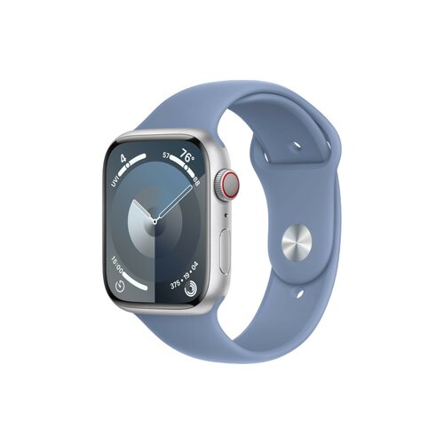 Smartwatch Apple Watch Series 9 GPS + Cellular aluminium 45mm srebrny + opaska sportowa zimowy błękit