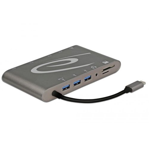DELOCK REPLIKATOR PORTÓW USB TYPE-C(M) -> MIC,AUDIO, HDMI, LAN, 3X USB 3.0 + ZASILANIE