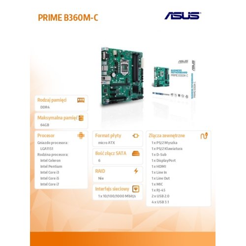 Asus PRIME B360M-C s1151 4DDR4 HDMI/DP/M.2 uATX