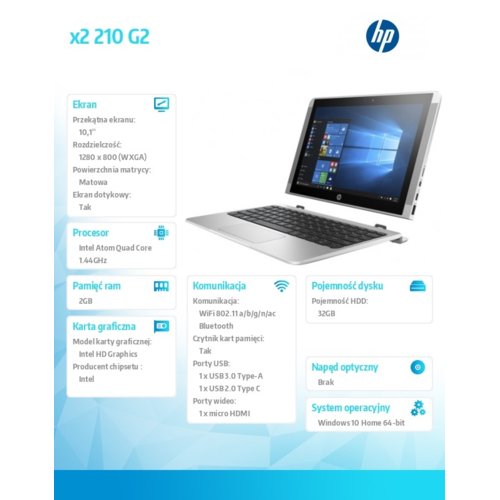 Laptop HP Inc. x2 210 G2 X5-Z8350 W10H 2GB/32GB/10,1    L5H41EA