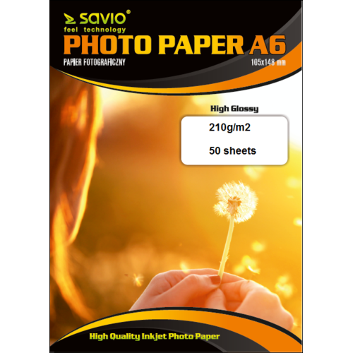 Papier fotograficzny SAVIO PA-05  A6 210g/m2 50 szt. błysk