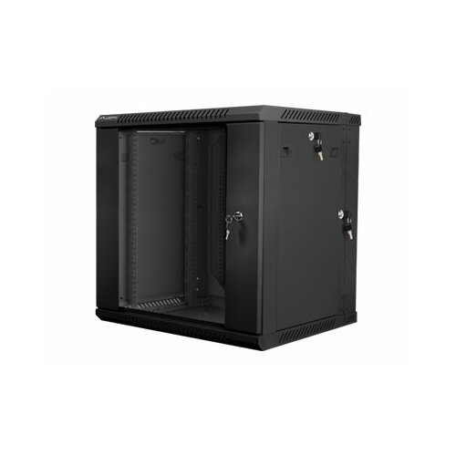 Szafa instalacyjna dwusekcyjna wisząca 19" 12U 600x600 czarna Lanberg (flat pack)