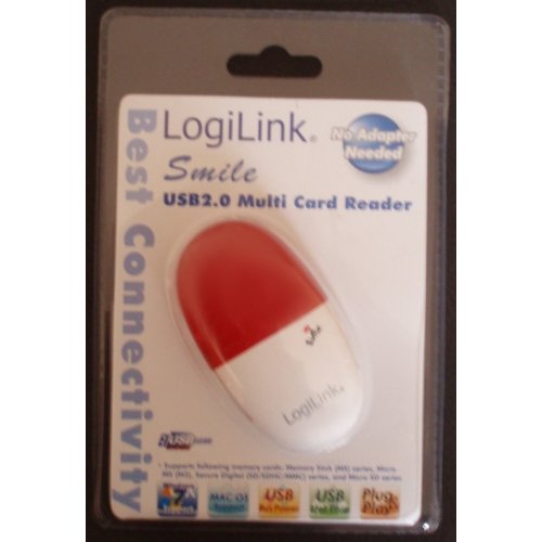 LogiLink Multi czytnik kart USB stick 'Smile' czerwony