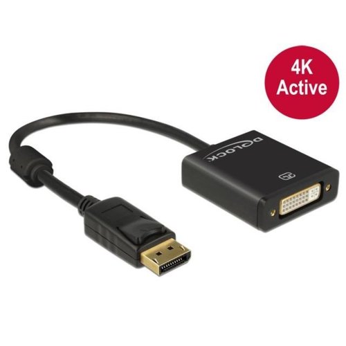 Adapter Delock displayport 1.2->DVI(F)(24+5)4K aktywny black 