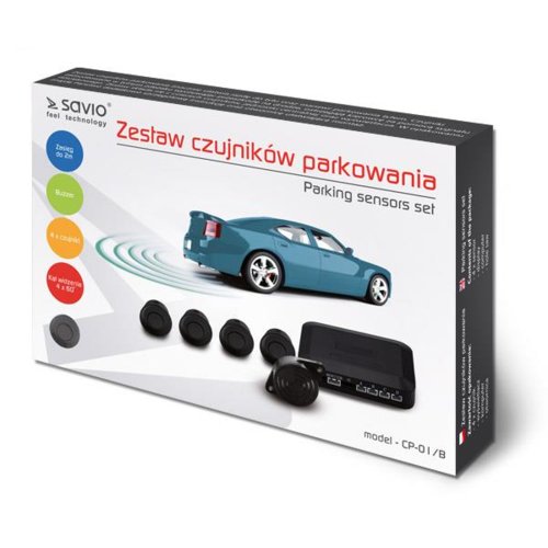 Elmak Czujnik cofania / parkowania SAVIO 4x czarny, buzzer CP-01/B