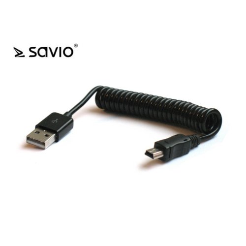 Kabel Spiralny SAVIO CL-12 1m USB 2.0-A USB mini-B męski