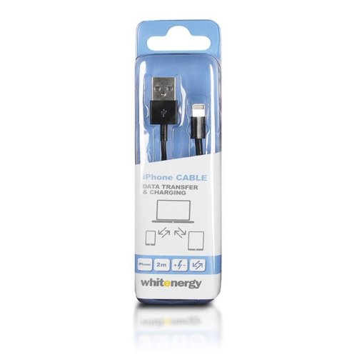 Whitenergy Kabel USB iPHONE Lightning 200 cm czarny, transfer, ładowanie