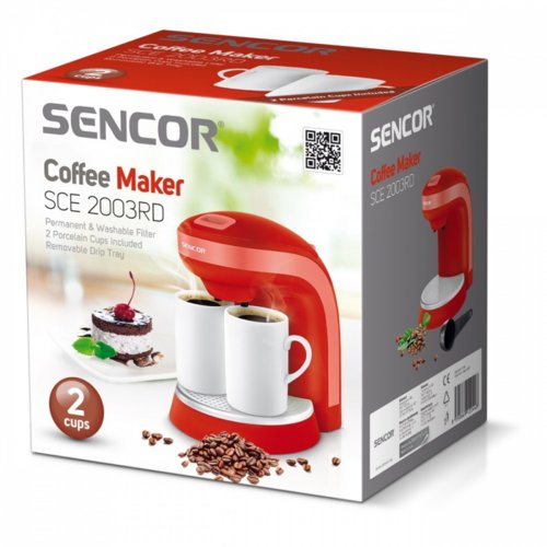 Sencor Ekspres przelewowy SCE 2003RD do kawy/herbaty, kubki porcelanowe Gratis