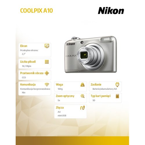 Nikon A10 srebrny