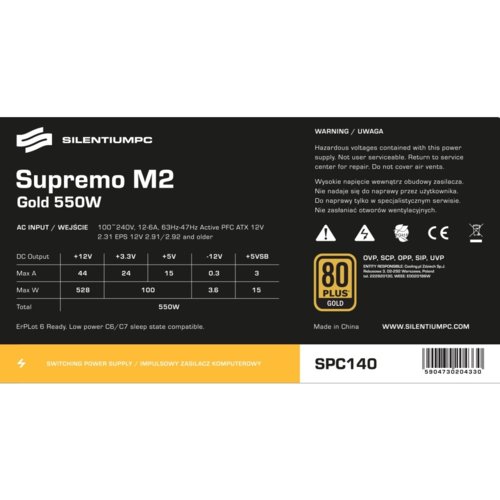 Zasilacz SilentiumPC Supremo  M2 Gold 550W