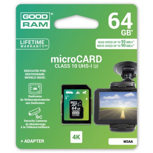 Karta pamięci MicroSDXC GOODRAM 64GB MLC U3 UHS I + adapter 95/90 MB/s
