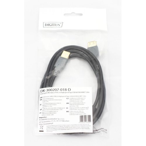 Digitus Kabel przedłużający USB 2.0 HighSpeed Typ USB A/USB A M/Ż czarny 3m
