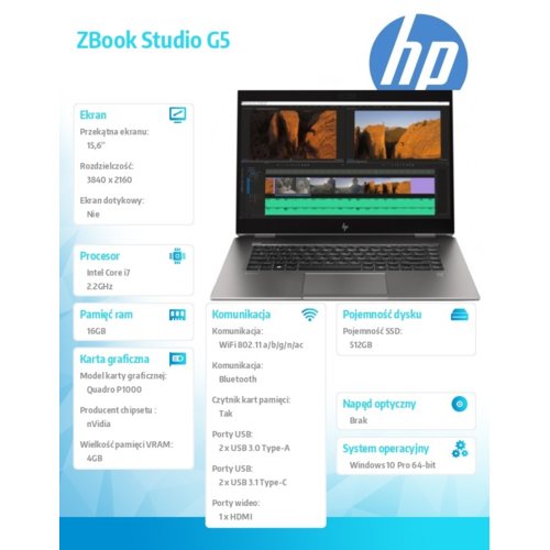 HP Notebook Zbook17 G5 i7-8850H 512GB 32GB W10p64