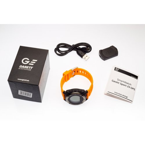 Garett Electronics SMARTWATCH ZEGAREK SPORTOWY SPORT23 GPS CZARNO-POMARAŃCZOWY