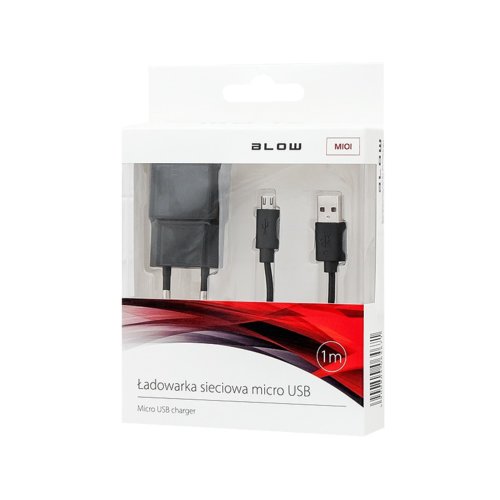 BLOW Ładowarka  z gniazdem USB 2,1A + kabel microUSB