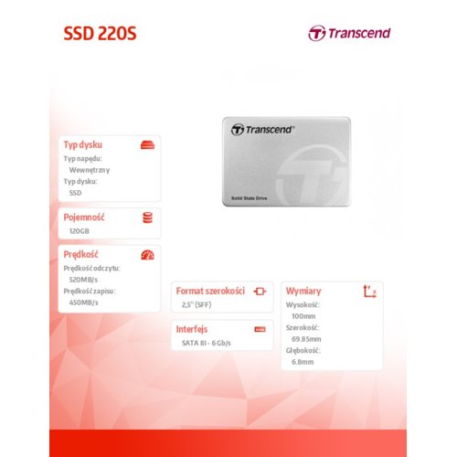 Transcend SSD 220S TLC 120GB SATA3 520/450 MB/s