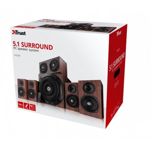 Trust Vigor 5.1 Surround Speaker System for pc - brown