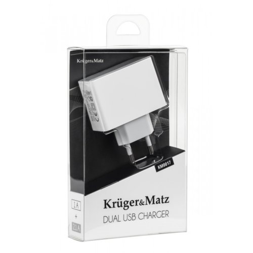 Kruger & Matz  ŁADOWARKA SIECIOWA DUAL USB 2.1 A