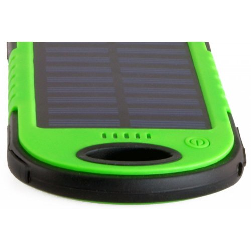 SUNEN PowerNeed - Powerbank 5000mAh  z panelem solarnym 1.2W, USB 5V, 1A, Li-Poly, LED, zielony