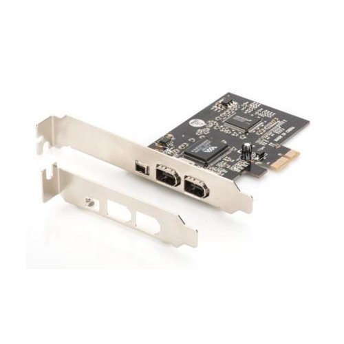 Kontroler Firewire (400) DIGITUS PCI Express, 3xZew. IEEE1394a 6pin + Mini, Low Profile