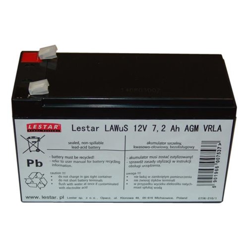 Żelowy akumulator wymienny Lestar LAWuS 12V 7,2Ah AGM VRLA