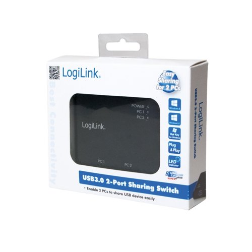 LogiLink Przełącznik 2xUSB3.0, czarny