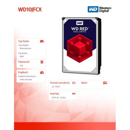 Western Digital Dysk twardy Red 1TB 2,5'' 16MB WD10JFCX