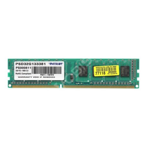 Pamięć RAM Patriot Signature DDR3 2GB 1333MHz CL9 256x8 PSD32G133381