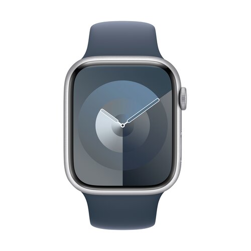 Smartwatch Apple Watch Series 9 GPS aluminium 45 mm M/L srebrny + opaska sztormowy błękit