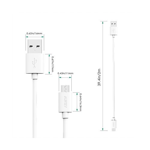 AUKEY CB-D9 White szybki kabel Quick Charge micro USB-USB | 2m | 5A | 480 Mbps