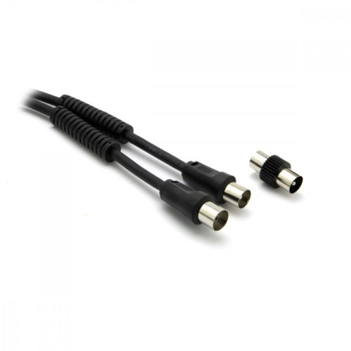 G&BL Kabel antenowy IEC 9.5mm męski/żeński z filtrem ferrytowym + adapter męski czarny 3m blister G&BL