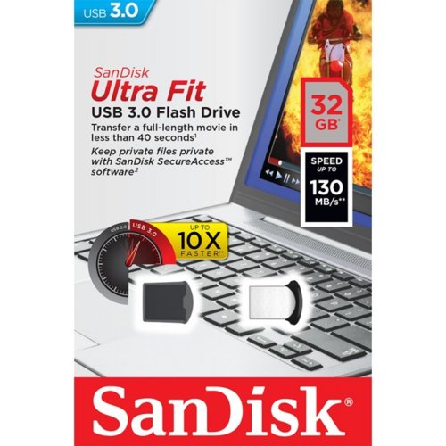 Sandisk Flashdrive Ultra Fit 32GB USB 3.0 srebrny