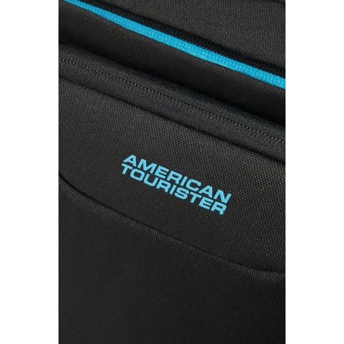 Samsonite Plecak na notebooka 33G-09-001 14,1" Czarny, błękitne akcenty i logo American Tourister.