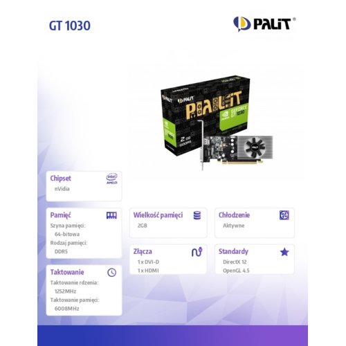Karta VGA Palit GT1030 2GB GDDR5 64bit DVI+HDMI PCIe3.0