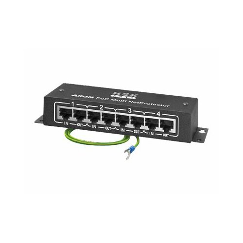 AXON [PoE Multi NET Protector] - sieciowe zabezpieczenie przeciwprzepięciowe dla rozwiązań PoE (4 kanały RJ45 dla sieci 10/100 Mb/s, metalowy)