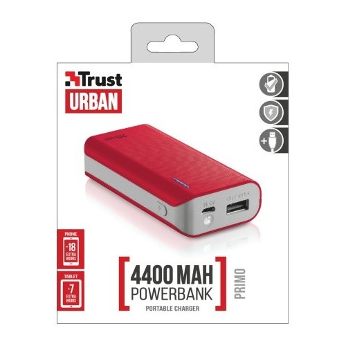 Trust UrbanRevolt Primo PowerBank 4400 Portable Charger - red