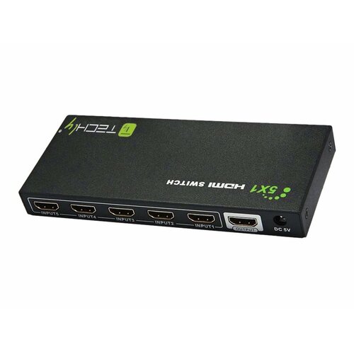 Przełącznik Techly HDMI 5/1 z pilotem, 4K2K 3D, czarny