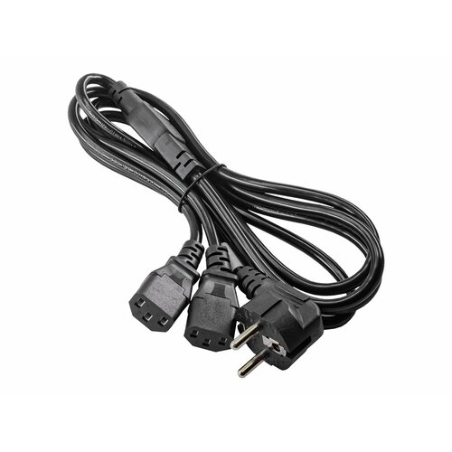 Kabel zasilający Akyga AK-PC-04A CEE 7/7 2xC13 250V/50Hz 1,8m czarny