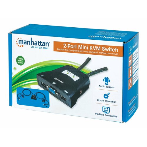 Przełącznik KVM Manhattan 2-portowy USB, Audio IDATA KVM-522U 