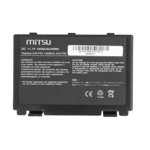 Bateria Mitsu do Asus F82, K40, K50, K60, K70 4400 mAh (49 Wh) 10.8 - 11.1 Volt