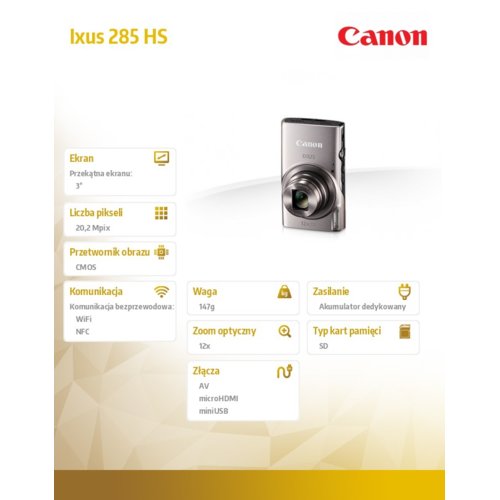 Canon Ixus 285 HS SILVER 1079C001AA