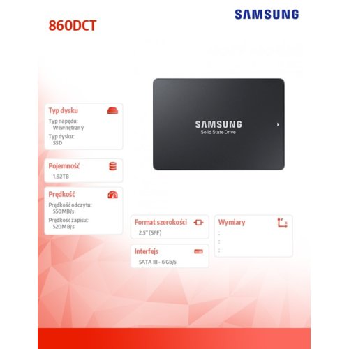 Dysk Samsung 860 DCT MZ-76E1T9E 1,92TB SATA