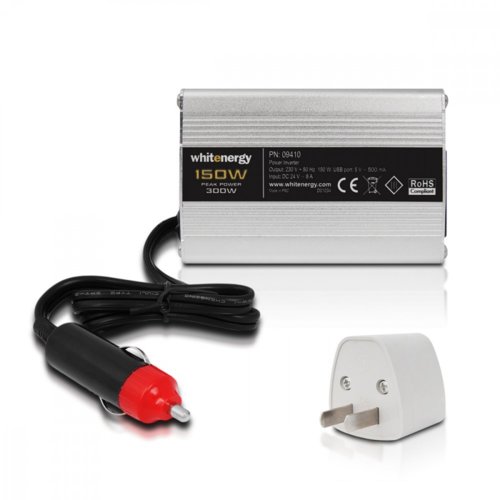 Whitenergy Przetwornica Car Inverter DC 24V-AC 230V 150W z USB