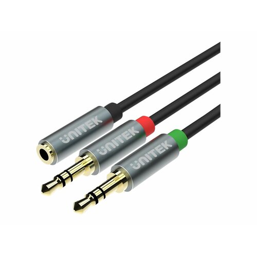 Kabel Unitek Y-C957ABK miniJack 3,5mm (F) - 2x 3,5mm (M)